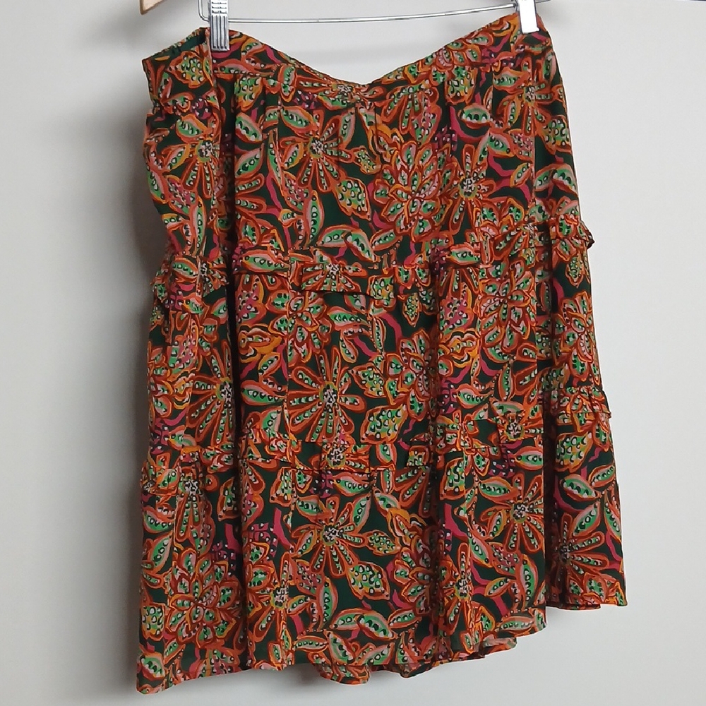 J. Crew Red and Green Paisley Mini Skirt